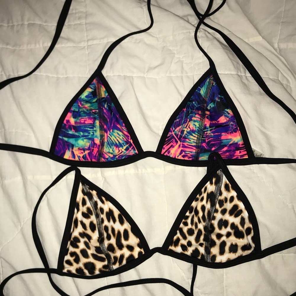 Two PINK triangle swim tops! Never worn